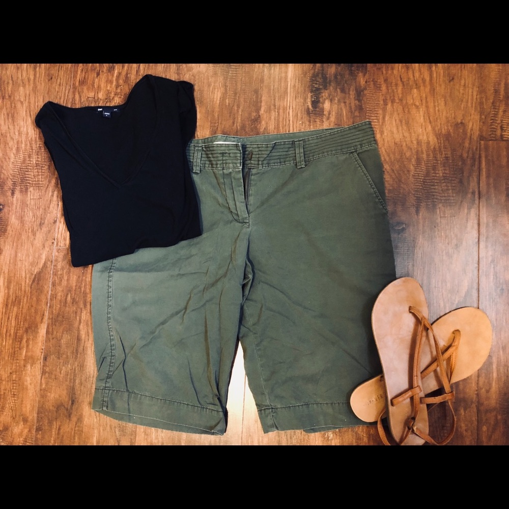 Army green J. Crew Bermuda shorts